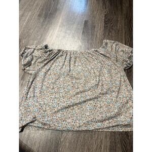 Lane Bryant Floral Off The Shoulder Mesh Top Plus Size 18/20 Short Sleeve Blouse